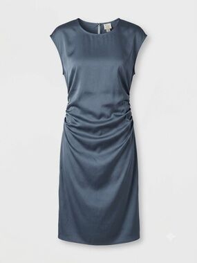 a new day Slate Blue Satin Ruched Sheath Dress